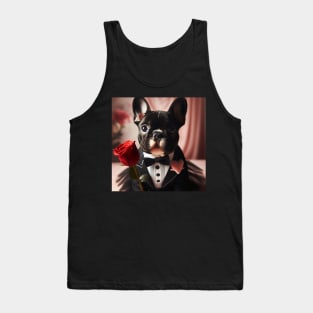 French bulldog dressed in tuxedo with red rose Tank Top